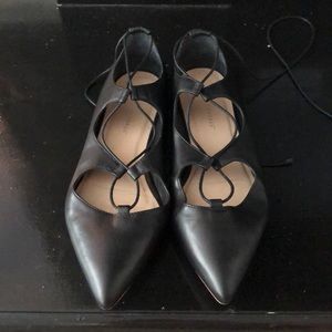 Loeffler Randall pointy toe lace up flats